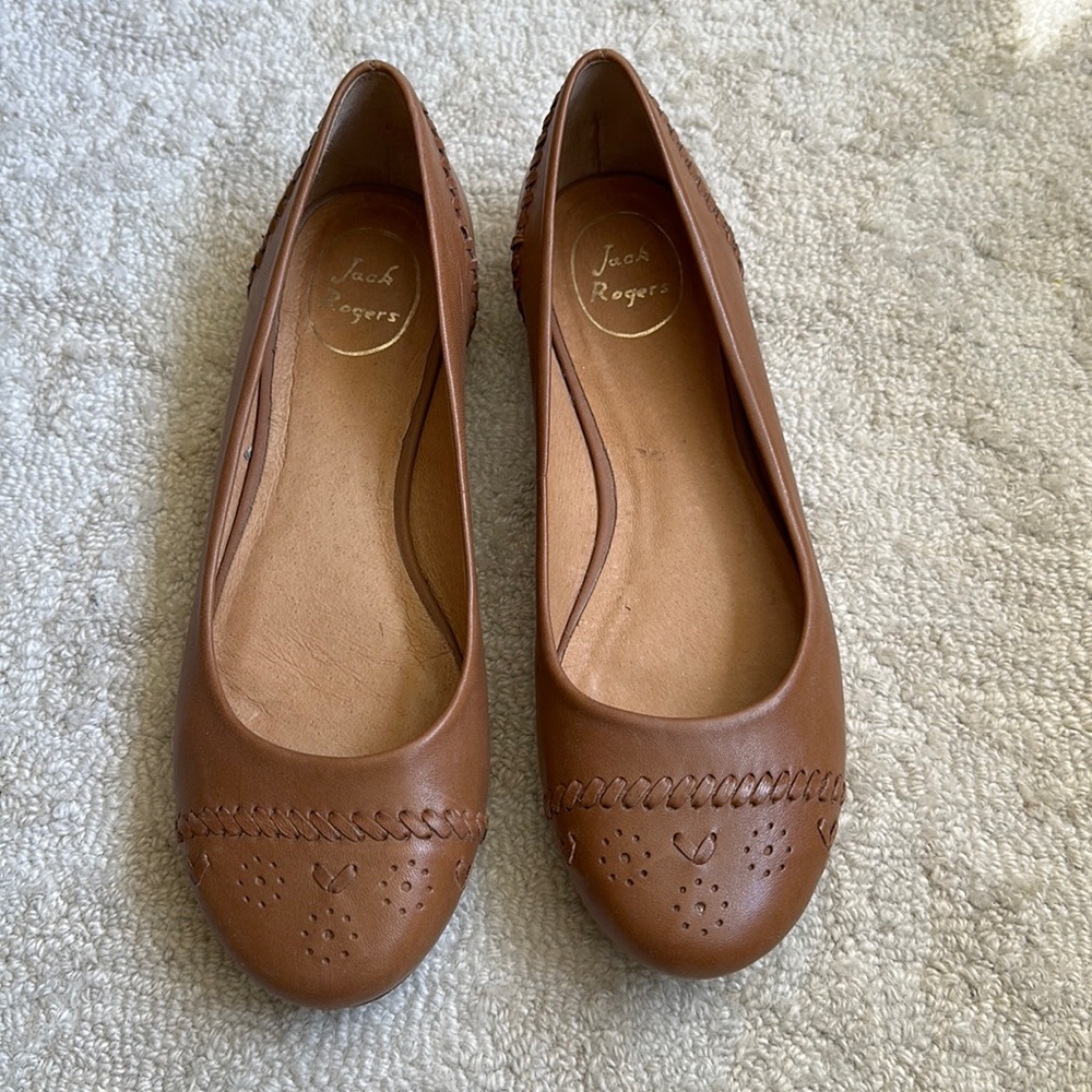 Jack Rogers Brown Leather Ballet Flats